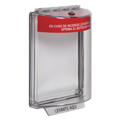 Cubierta Protectora de Policarbonato / Montaje Empotrado / Rango Térmico -40 a 121 °C / Diseño Compacto 103x151 mm / Texto de Incendio en Español