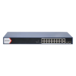 Switch PoE+ / Administrable / 16 puertos 1000 Mbps PoE+ / 2 Puertos 1000 Mbps Uplink / 2 Puertos SFP de Uplink / Configuración Nube Hik-Partner Pro / Modo Extendido hasta 300 metros / 230 W portada_0S1000-52