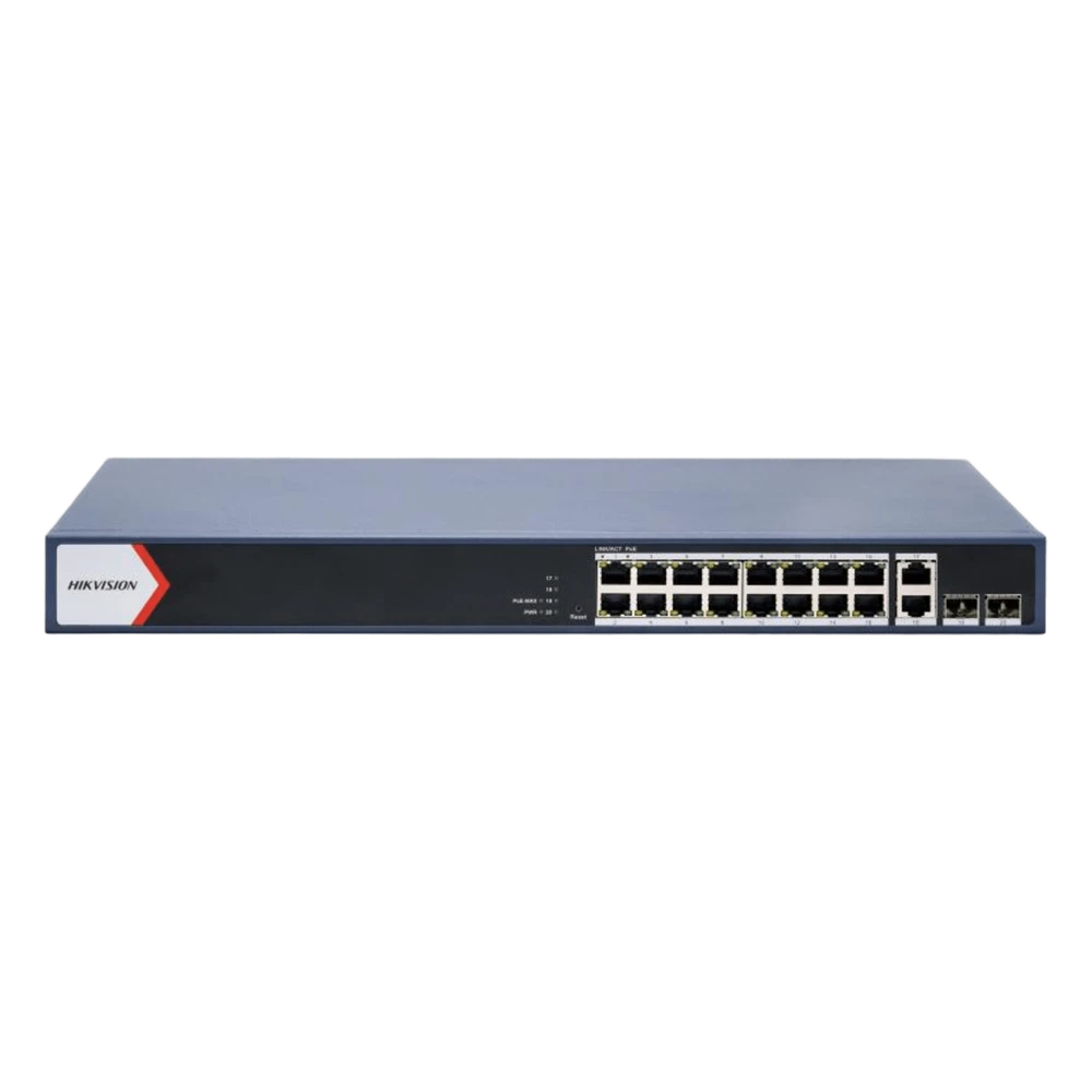 portada_0S1000-52 Switch PoE+ / Administrable / 16 puertos 1000 Mbps PoE+ / 2 Puertos 1000 Mbps Uplink / 2 Puertos SFP de Uplink / Configuración Nube Hik-Partner Pro / Modo Extendido hasta 300 metros / 230 W DS-3E1520P-EI 1