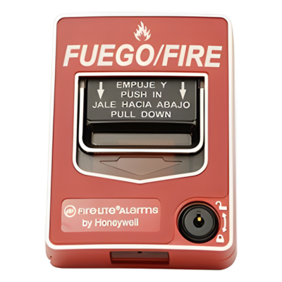 Estación Manual de Alarma Contra Incendio / Doble Acción / Rotulado Bilingüe FIRE/FUEGO / Reset con Llave / Carcasa de Policarbonato