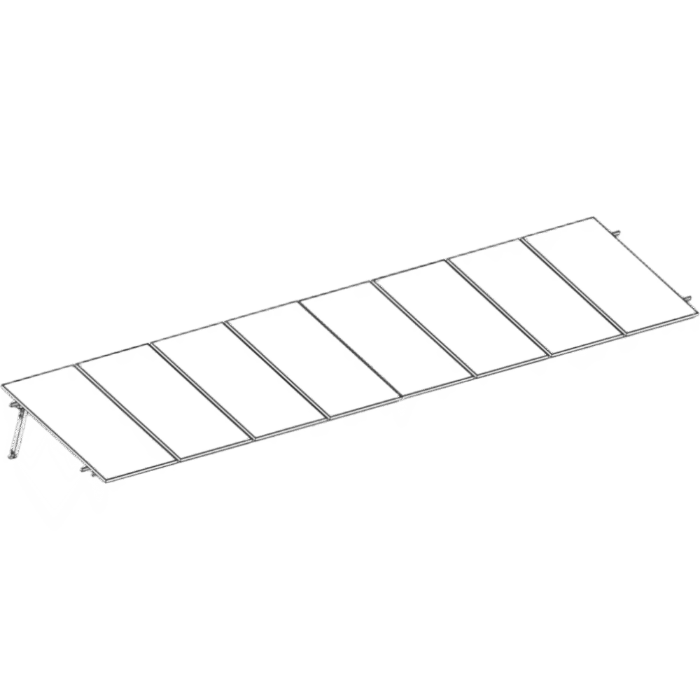 Sistema de Montaje Solar BASEL / Flat Roof Single Row / 8 Módulos / 140 km/h Viento / Riel N-S 2.14 m / Inclinación 15° KITBASEL1X8 1
