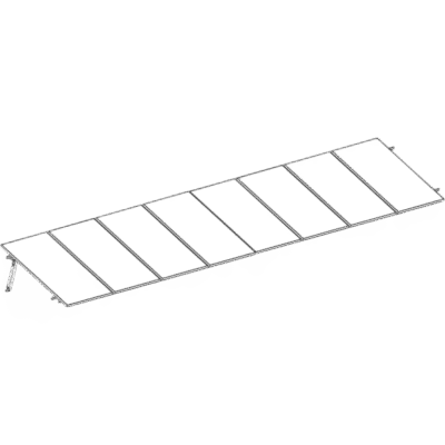 Sistema de Montaje Solar BASEL / Flat Roof Single Row / 8 Módulos / 140 km/h Viento / Riel N-S 2.14 m / Inclinación 15°