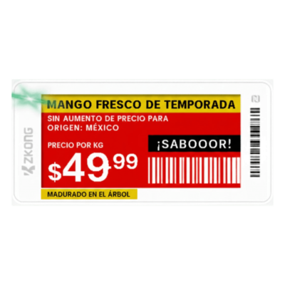 Etiqueta Electrónica de Estantería / EPD 2.13 Pulgadas / 4 Colores / BLE 5.0 con AES-128 / Autonomía 5 Años / NFC