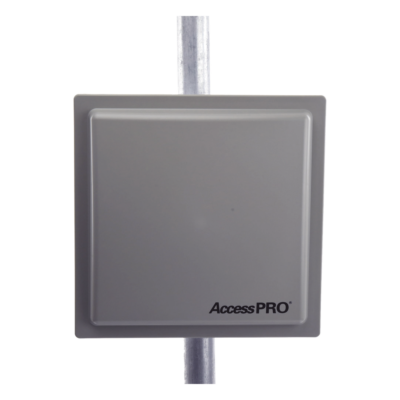 Lector RFID UHF / Alcance Ajustable 3 - 12 m (9.8 - 39.4 ft) / Frecuencia 902-928 MHz FHSS / Antena Integrada 12 dBi / Salida Wiegand 26 Bits / TCP-IP / Control de Acceso Vehicular
