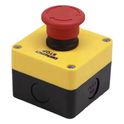 Botón de Parada Enclavado / IP40 / 24 VCC / 72 x 72 x 58 mm / Montaje Frontal / Barreras Vehiculares