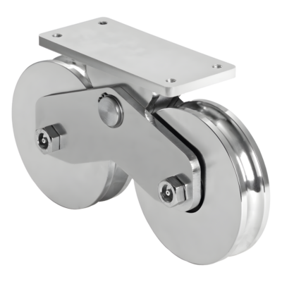 Rueda Doble para Puerta Corrediza / 12 cm / Carga 1200 kg / Canal U Semiredondo / Acero Galvanizado