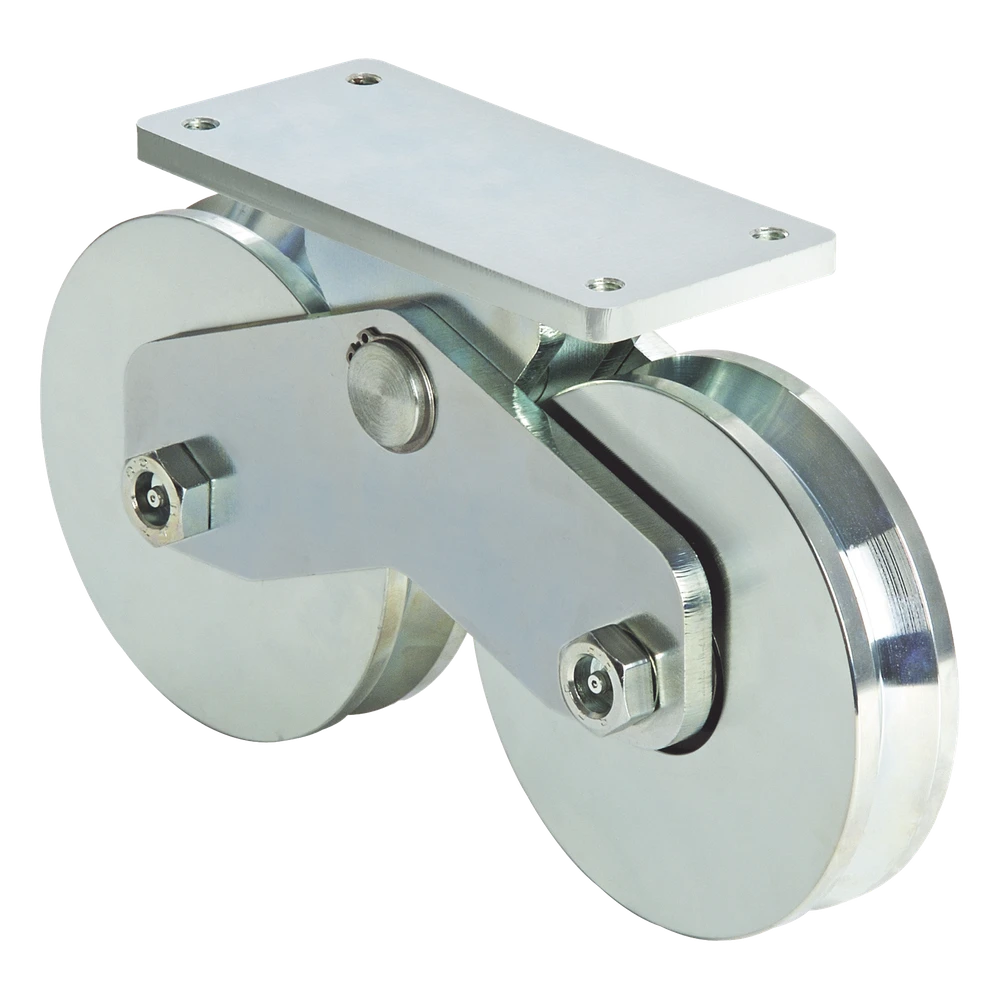 portada_0S1000-832 Rueda Doble para Puerta Corrediza / 12 cm Diámetro / 1200 kg Carga / Canal V / 10.04 kg Peso / 0.39 pies Diámetro 1151-5621-001 1