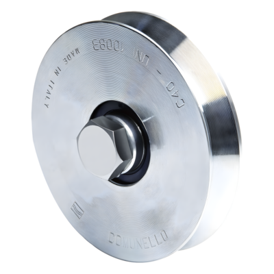 Rueda para Puerta Corrediza / 10 cm de Diámetro / Carga 220 kg / Guía Tipo V / Acero Galvanizado