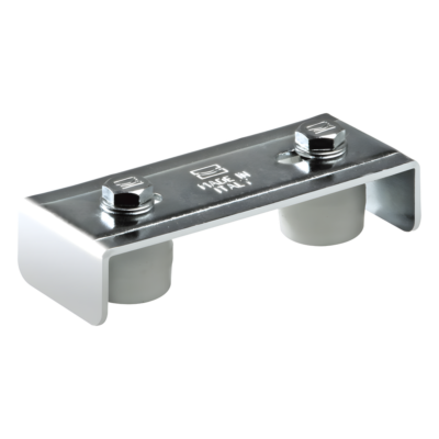 Placa Guía para Puerta Corrediza / Ajustable 30 a 60 mm / Acero Galvanizado / Rodillos Nylon / Fijación por Soldadura