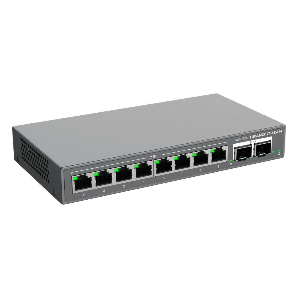 sec_2_0S1000-21 Switch L2 Lite Administrable de 10 Puertos / 8 Puertos Ethernet 2.5 Gigabits / 2 Puertos SFP+ 10 Gigabits / VLAN / QoS / Montaje en Escritorio o Pared / Compatible con GDMS GWN7721 2