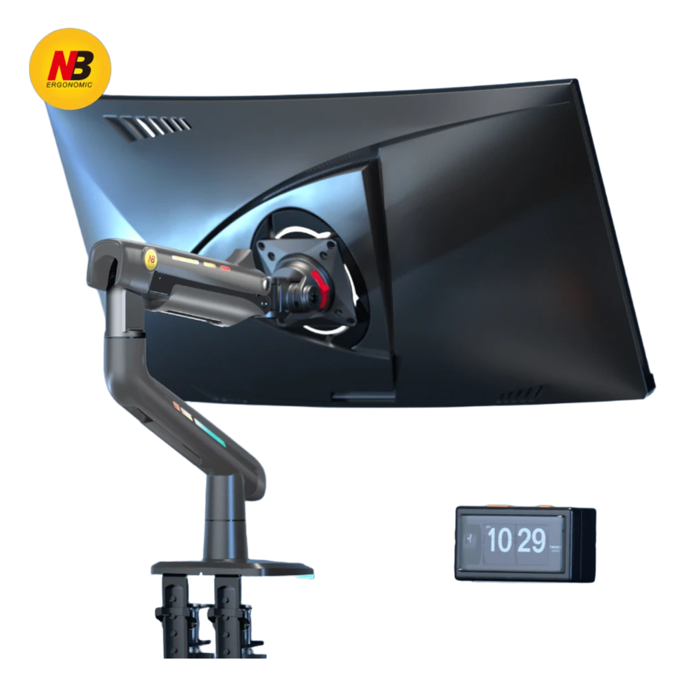 sec_2_0S1000-33 Soporte Mecánico para Monitor / 32" a 60" / Carga 2-20 kg (4.4-44 lbs) / VESA 75x75 y 100x100 mm / Iluminación RGB / Resorte de Alta Precisión / Rotación 360° F5NB 2