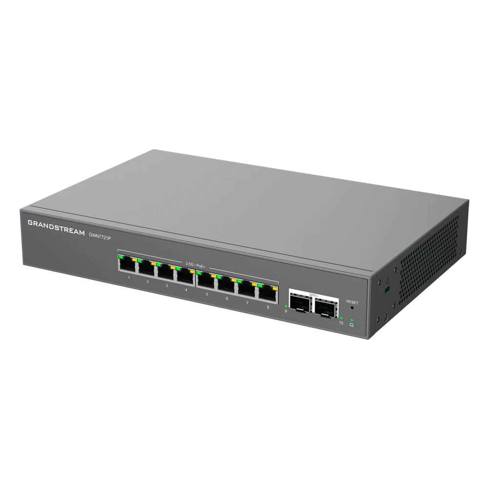 sec_3_0S1000-15 Switch L2 Lite Administrable de 10 Puertos / 8 Puertos Ethernet 2.5 Gigabits / 2 Puertos SFP+ 10 Gigabits / PoE+ 802.3af/at / VLAN 802.1Q / QoS / IGMP Snooping / Montaje en Escritorio o Pared GWN7721P 3