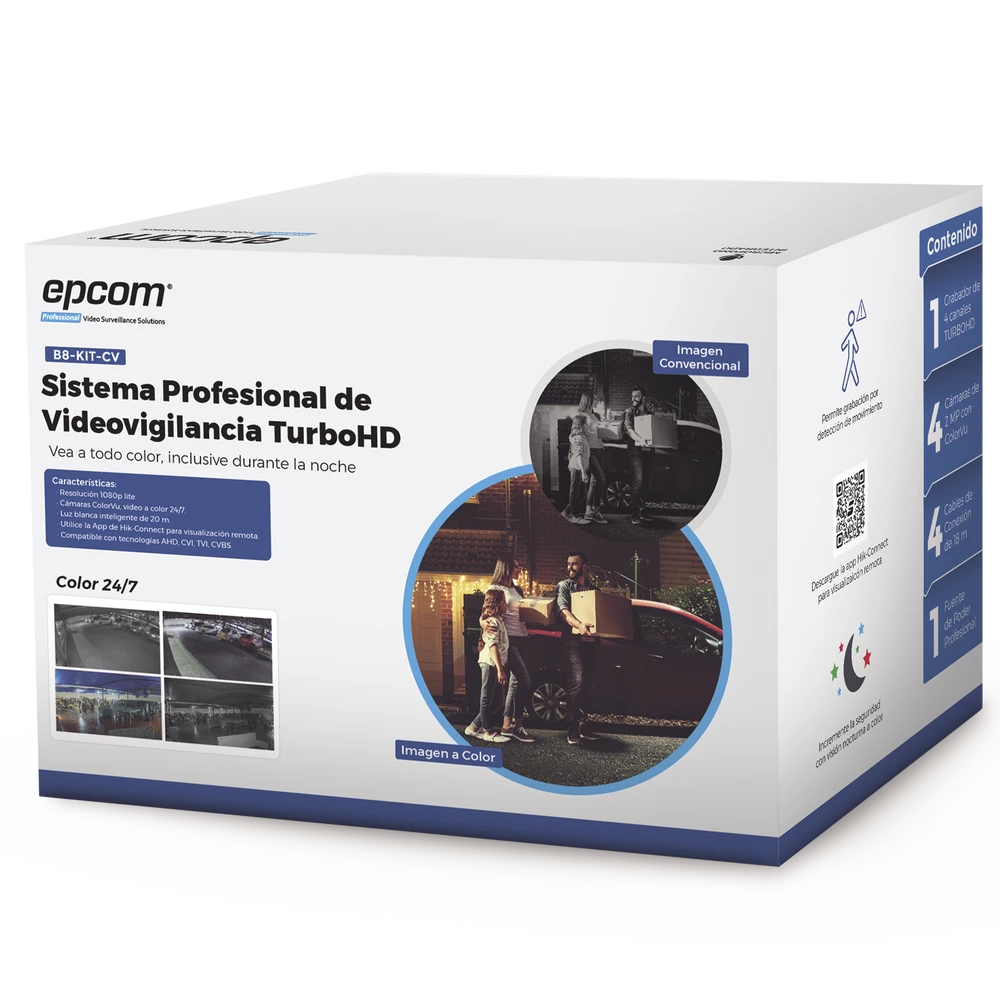B8KITCV-LIST-l Kit de Videovigilancia TurboHD / 1080p Lite / 4 Cámaras Bala ColorVu / DVR 5 Canales / IR 20 m (65.6 ft) / IP66 B8-KIT-CV 2
