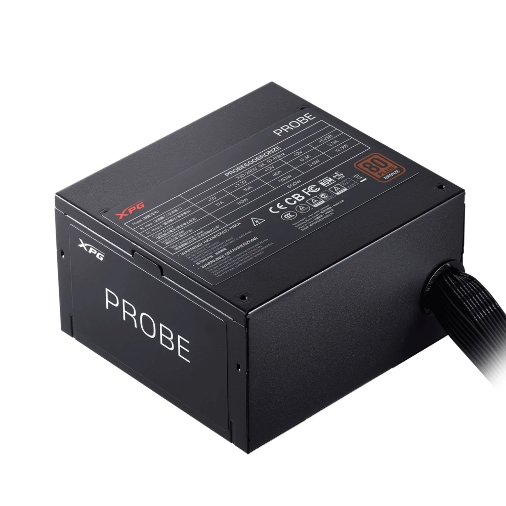 Fuente de Poder XPG PROBE, 700W, No modular. Clasificación 80 PLUS BRONZE. Color NEGRO. PROBE700B-BKCUS PROBE700B-BKCUS 2