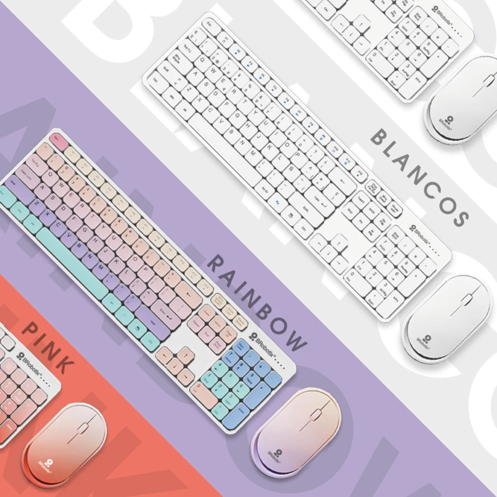 KIT TECLADO Y MOUSE USB ALÁMBRICO ULTRASILENCIOSO MULTIMEDIA, COMPATIBLE CON WINDOWS, IOS Y LINUX, BLANCO, 6008010 BROBOTIX 6008010 3