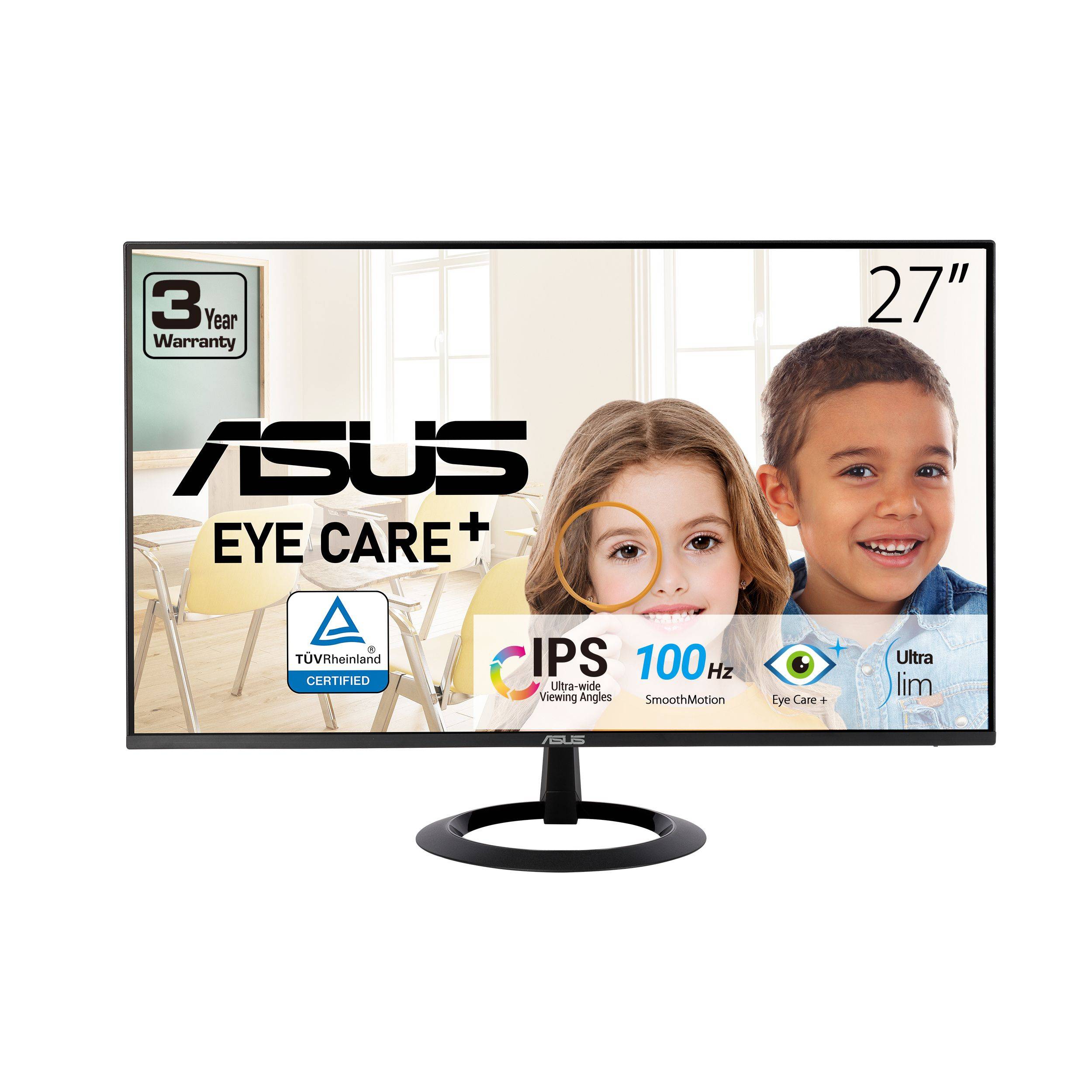 Monitor ASUS EyeCare Gaming VA27EHF 27  (90LM0550-B031B0) 1080P, IPS, Full HD, sin marco, 100 Hz, 1 ms, HDMI(v1.4) x 1, Montaje en pared VESA
