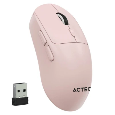 Mouse Ergonómico Multidispositivo Instinct Click MI484 / hasta 3,200 DPI Ajustable / 2.4 Ghz + Bluetooth / 5 Botones / Recargable / Advanced Series / Rosa