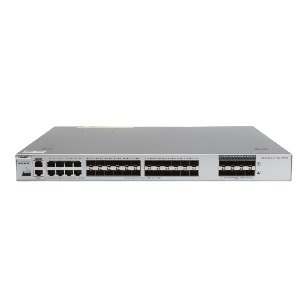 RGCS8524SFP_8GT8XSD-l Switch Core Capa 3 / 24 Puertos SFP 100/1000 Mbps / 8 Puertos Combo Gigabit / 8 Puertos SFP+ 10G / 880 Gbps / Gestión Cloud RG-CS85-24SFP/8GT8XS-D 1