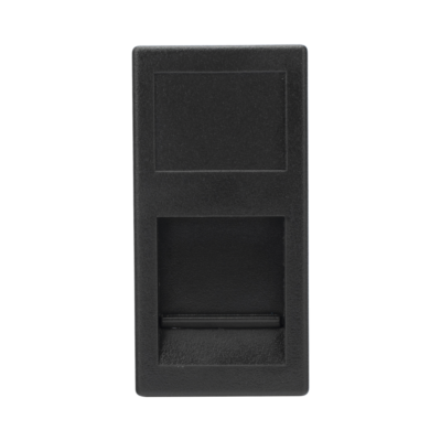 Medio Módulo / 1 Puerto Keystone RJ45 / Guardapolvo Integrado / Cajas Teleblock y Ofiblock / Acabado Negro