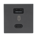 Módulo Doble USB Tipo A+C / Carga Rápida 30W / Color Negro / 45x45 mm / Compatible Torres y Cajas K45 SM2USBN-l