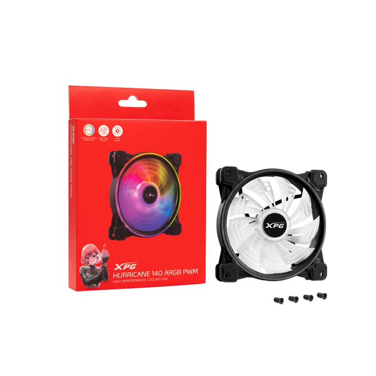 Ventilador XPG HURRICANE 140 ARGB PWM (Pulse Width Modulation). 140mm. Con Iluminacion ARGB. NEGRO. HURRICANE140ARGBPWM-BKCWW VENDAT050_8_full