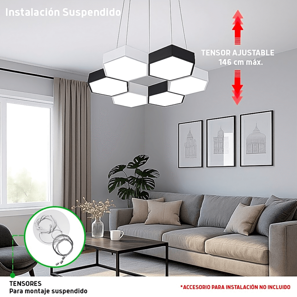 adicional_2S1000-5 Lampara LED Poligonal de 18 W / 1 800 lm / 127-265V~50/60Hz / Acabado Blanco Mate / Angulo de Luz 140° / Dimensiones 230 x 60 mm (Largo y Alto) / Sobreponer /Luz Fría 6 500 K JLCR-2006-B 7