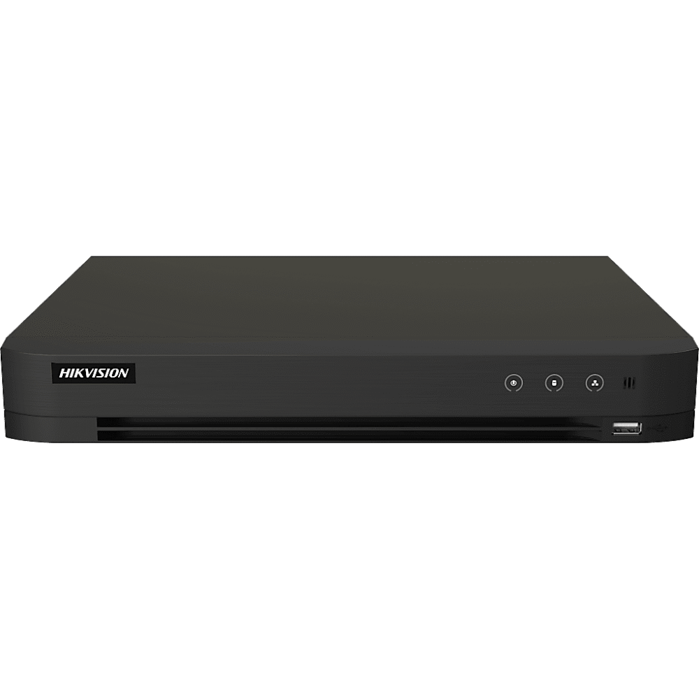 frontal_0S1000-18 DVR Pentahíbrido / 16 Canales TurboHD 4K + 32 Canales IP / AcuSearch / Protección Perimetral IA / 20 TB / HDMI 4K / H.265+ DS-7216HUHI-S2/XT 2