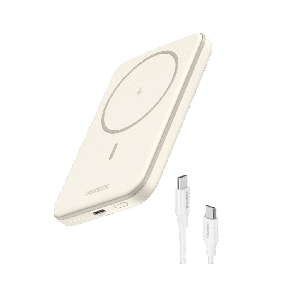 frontal_0S1000-4 Power Bank MagSafe de 5000mAh | 15W | Carga Inalámbrica y por Cable USB-C | Sistema de Protección Inteligente | Tecnología de Carga Rápida | Ultra Delgado | Ultra ligero | Compatible con iPhone 15/14/13/12 | Color Beige. 25207B 2