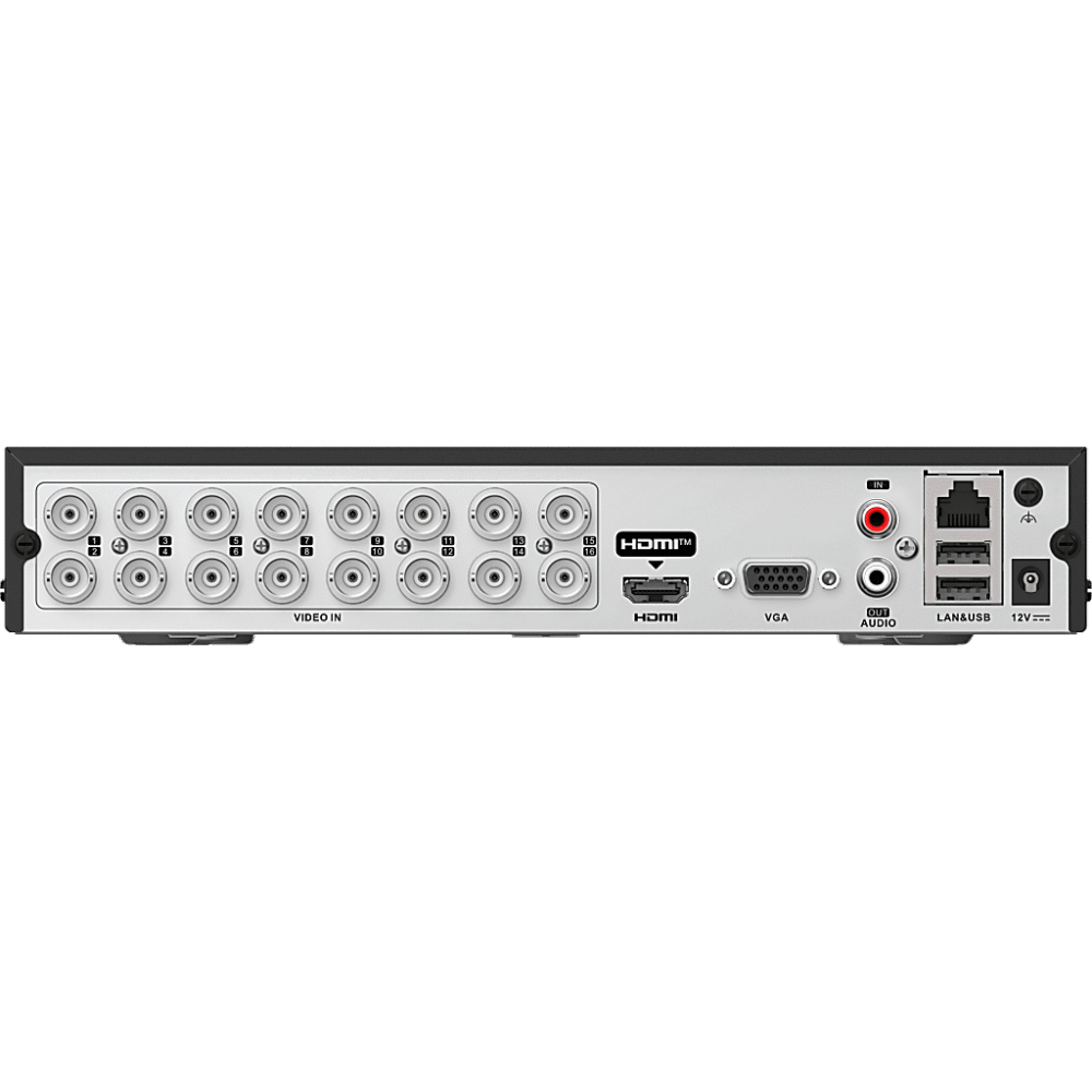 DVR Pentahíbrido / 16 Canales TurboHD + 24 Canales IP / 3K Lite / Salida 4K HDMI / H.265+ con GUANLAN AI / AcuSearch / Perimeter Protection / 1 Bahía SATA 12 TB DS-7216HQHI-S1/XT 2