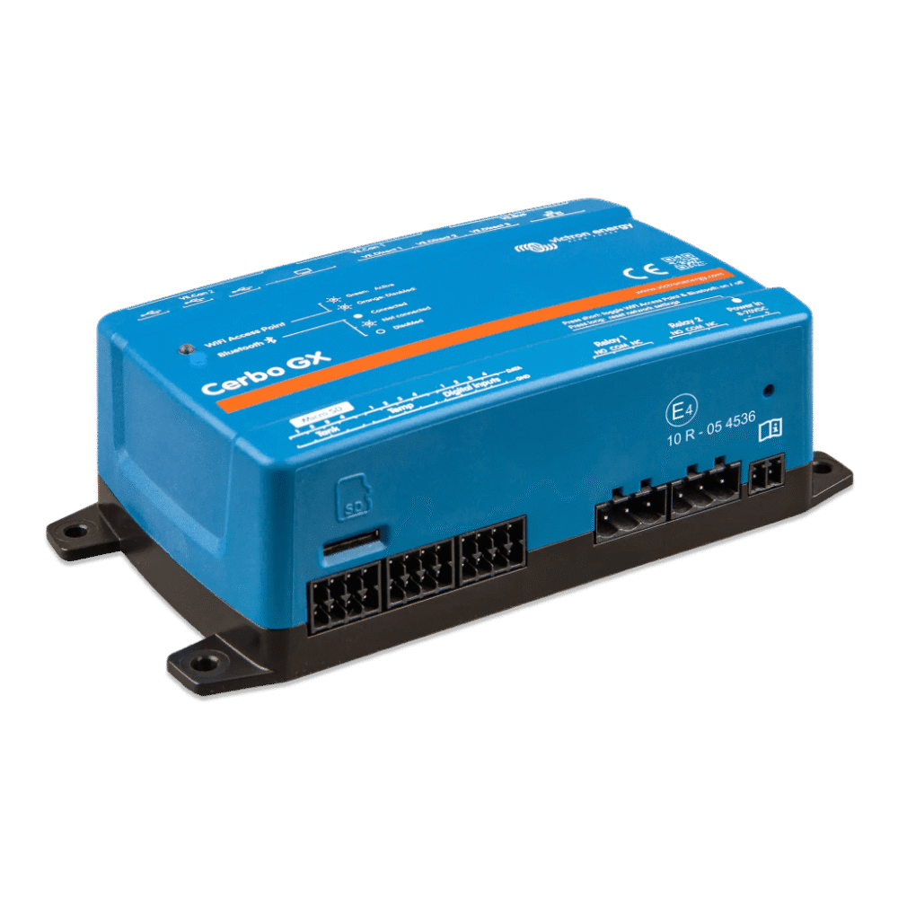 lateral_izquierda_0S1000-1 Centro de comunicaciones / Monitoreo remoto / Pantallas táctiles 5" y 7" / Conectividad Bluetooth / VRM / VE.Direct, VE.Bus, VE.CAN, USB CERBOGXMK2 3