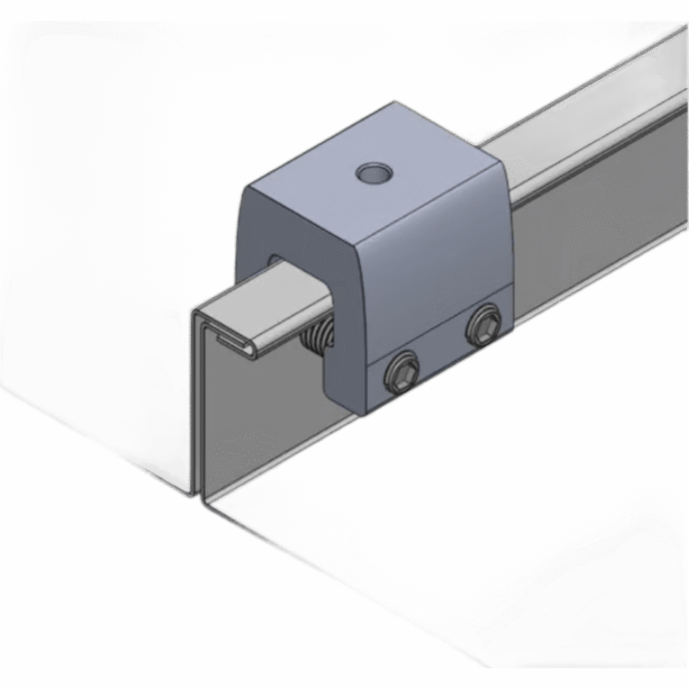 lateral_izquierda_0S1000-2 Clamp de Sujeción para Paneles Solares / Aluminio Serie 6000 / Sin Perforaciones / Lámina Engargolada / 187 g / Tornillos Acero Inoxidable N00028 3