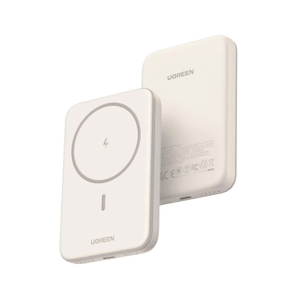 lateral_izquierda_0S1000-3 Power Bank MagSafe de 5000mAh | 15W | Carga Inalámbrica y por Cable USB-C | Sistema de Protección Inteligente | Tecnología de Carga Rápida | Ultra Delgado | Ultra ligero | Compatible con iPhone 15/14/13/12 | Color Beige. 25207B 3