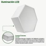 Lampara LED Poligonal de 18 W / 1 800 lm / 127-265V~50/60Hz / Acabado Blanco Mate / Angulo de Luz 140° / Dimensiones 230 x 60 mm (Largo y Alto) / Sobreponer /Luz Fría 6 500 K portada_0S1000-124