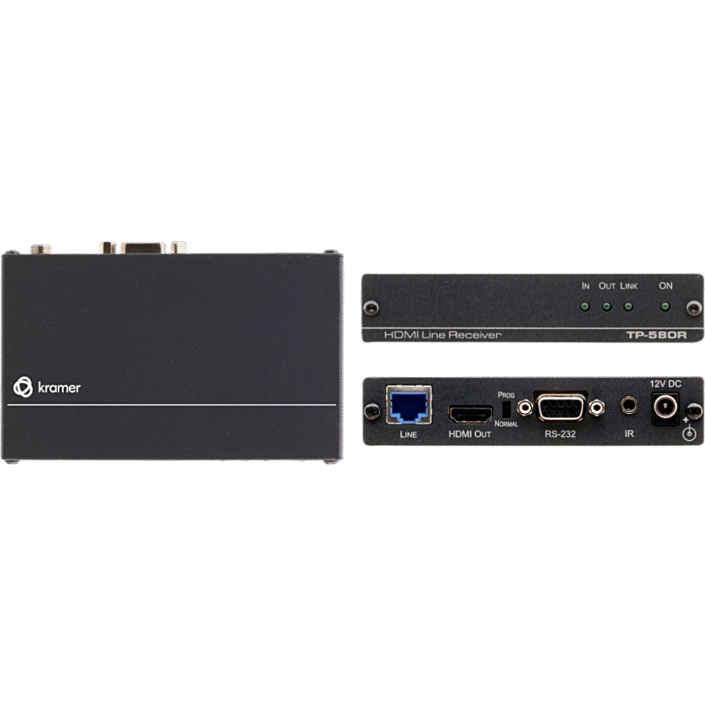 Receptor HDBaseT / 4K60 4:2:0 / HDMI 2.0 / HDCP 2.2 / RS-232 e IR Bidireccional / Extensión 40 m (130 ft) 4K / 70 m (230 ft) Full HD / I-EDIDPro TP-580R 1