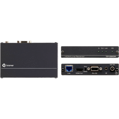 Receptor HDBaseT / 4K60 4:2:0 / HDMI 2.0 / HDCP 2.2 / RS-232 e IR Bidireccional / Extensión 40 m (130 ft) 4K / 70 m (230 ft) Full HD / I-EDIDPro