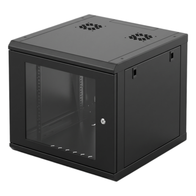 Gabinete de Pared / 6U Rack 19 in / Profundidad 635 mm (2.08 ft) / Cristal Templado / Carga 100 kg / Acero Reforzado