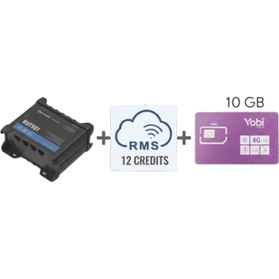 Router Teltonika LTE/4G RUT901 + 12 creditos RMS + SIM de YOBI de 10GB por Mes durante un año de servicio (solo datos)