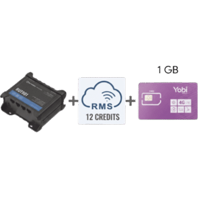 Router Teltonika LTE/4G RUT901 + 12 creditos RMS  + SIM de YOBI de 1GB por Mes durante un año de servicio (solo datos)