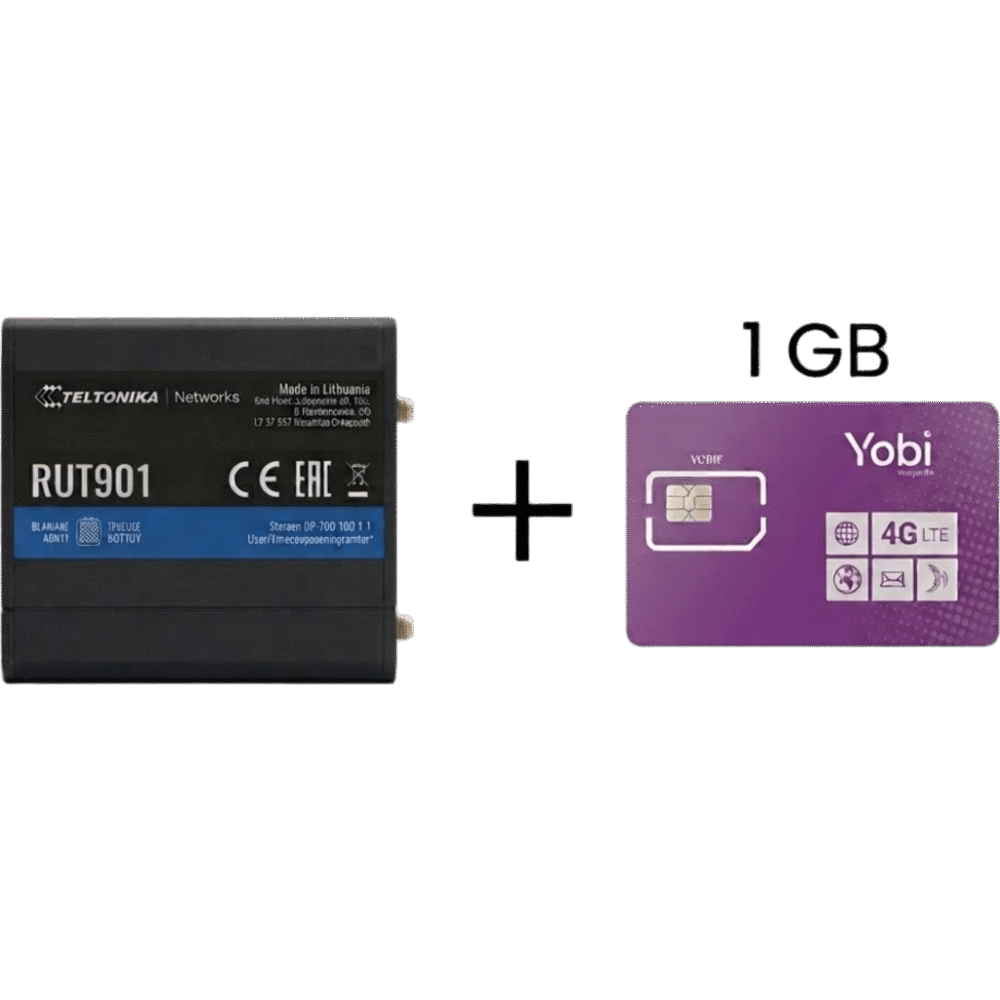 portada_0S1000-252 Router Celular Industrial / 4G LTE Cat 4 / 150 Mbps / Wi-Fi 2.4 GHz / Doble SIM / 4 Puertos Ethernet / -40°C a 75°C (-40°F a 167°F) RUT901+1GBYOBI 1