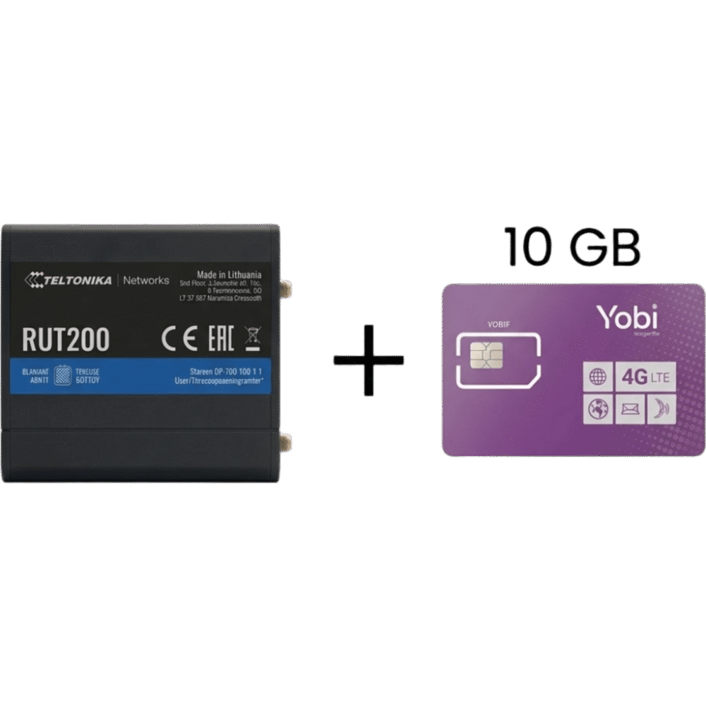 portada_0S1000-254 Router Industrial 4G LTE / Cat 4 150 Mbps / Wi-Fi 2.4 GHz / -40°C a 75°C / Gestión RMS / Kit con SIM 10GB Anual RUT200+10GBYOBI 1