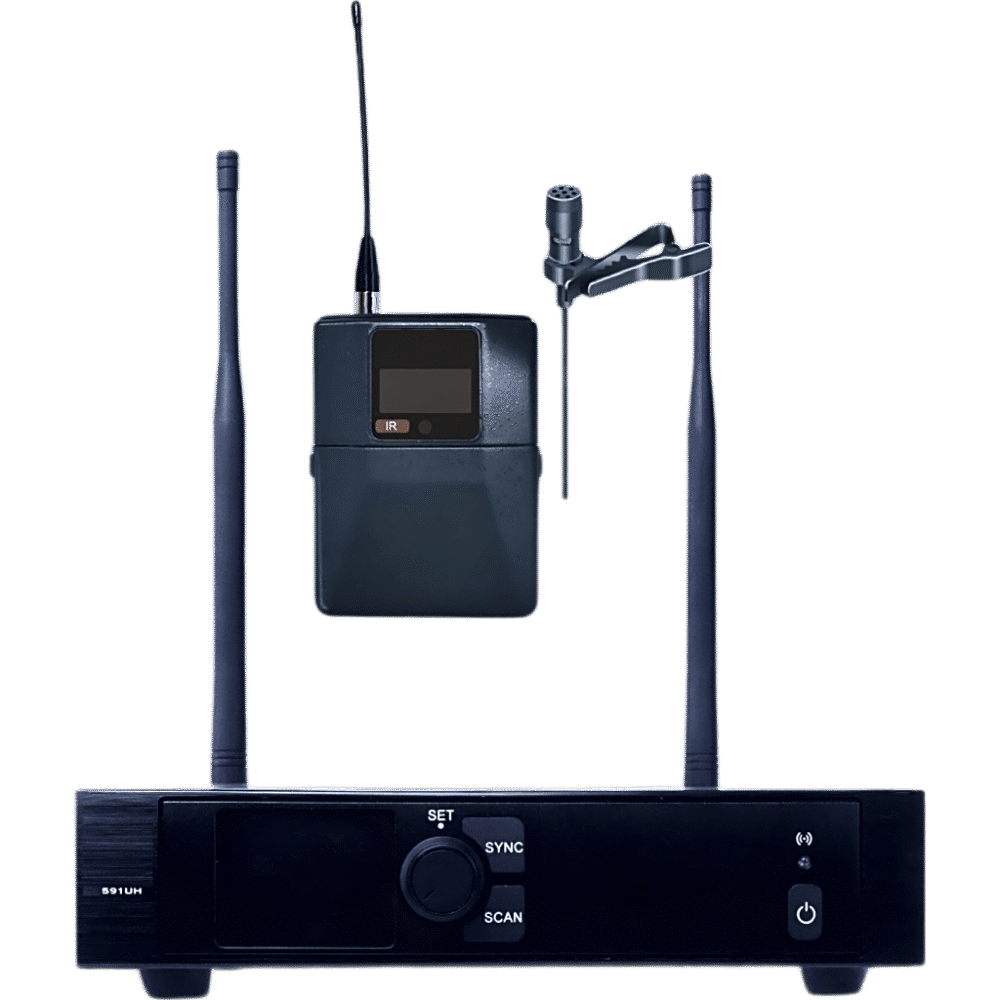 Sistema de Micrófono Inalámbrico / Receptor 1 Canal U-Band 540-690 MHz / Micrófono de Solapa Digital / Modulación PI/4-DQPSK / Pantalla TFT-LCD 2.2" / Encripción de Audio / Autonomía >10 Horas EP591U/59L 1