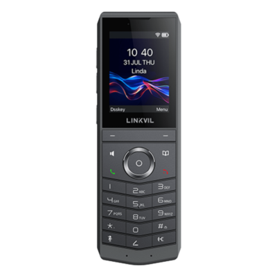 Teléfono IP Wi-Fi Portátil / Pantalla Color 2.4" 240x320 / Wi-Fi 6 Dual-Banda / Bluetooth 5.0 / Batería 3000mAh 13h Talk / Video H.264 4CIF / Resistencia Caídas 1.8 m (5.9 ft) / Conferencia 6 Vías / USB Type-C