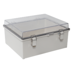 Gabinete Plástico ABS / Puerta Transparente Policarbonato / 300 x 300 x 180 mm (11.8 x 11.8 x 7.1 in) / Uso en Intemperie / Cierre por Broches Inoxidables / Compatible con Placa Interna portada_0S1000-30