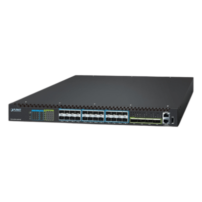 Switch Gestionado Capa 3 / Puertos 100G QSFP28 / 25G SFP28 / 10G SFP+ / Conmutación Non-Blocking 1520 Gbps / Apilado 10 Unidades / ERPS G.8032 / Fuente Redundante Hot-Swap