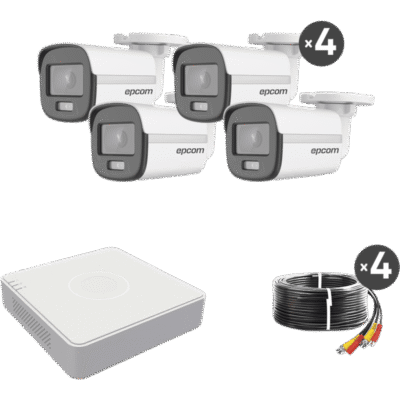 Kit de Videovigilancia TurboHD / 1080p Lite / 4 Cámaras Bala ColorVu / DVR 5 Canales / IR 20 m (65.6 ft) / IP66