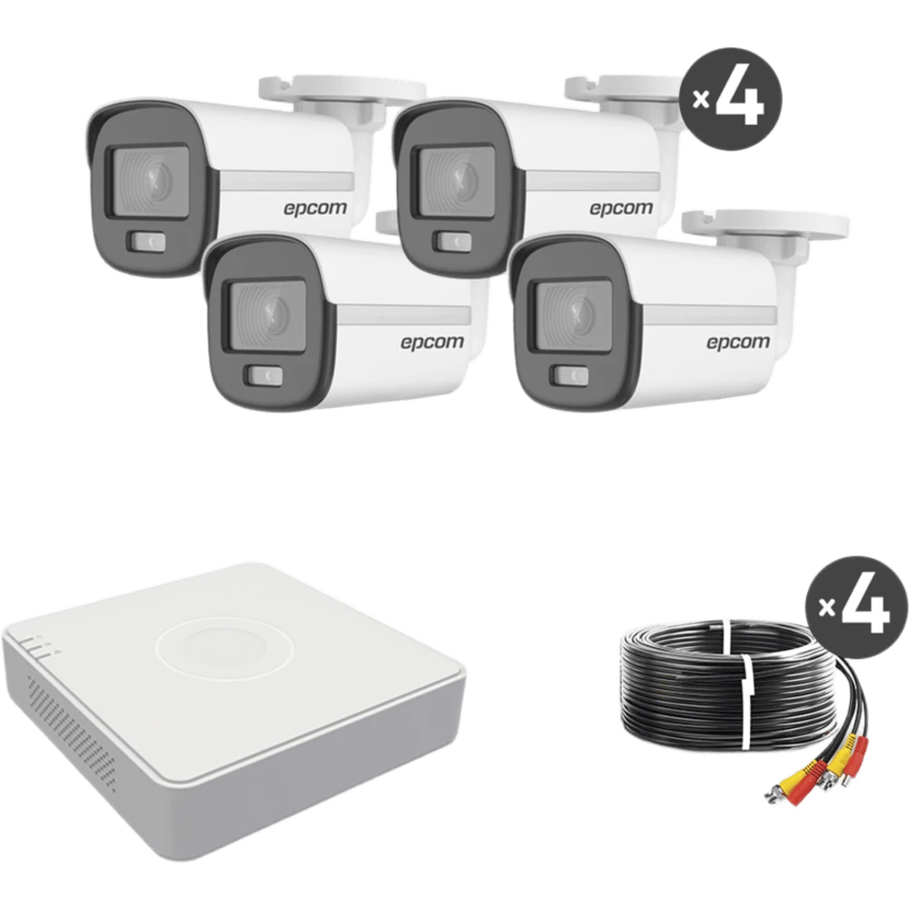 portada_0S1000-358 Kit de Videovigilancia TurboHD / 1080p Lite / 4 Cámaras Bala ColorVu / DVR 5 Canales / IR 20 m (65.6 ft) / IP66 B8-KIT-CV 1