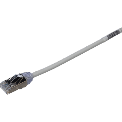 Patch Cord Cat6A, Diametro Reducido 28 AWG, Blindado S/FTP, CM/LS0H, 1.5 Metros (4.92 Pies), Color Gris