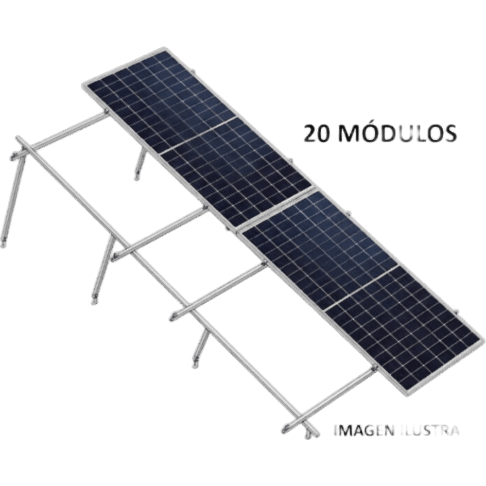 portada_0S1000-40 Sistema de Montaje Solar / 8 Módulos 645W / 5.16 kWp / Configuración 2x4 / Losa Plana / Resistencia Viento 170 km/h / Rieles N-S 4.72 m (15.5 ft) / Inclinación 22° KITBASEL2X10 1