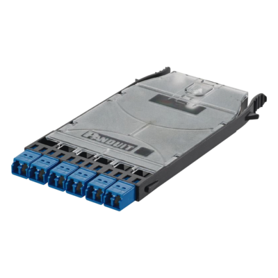Cassette de Fibra Óptica / 6 Puertos LC Duplex / 12 Fibras Monomodo OS2 / Empalme por Fusión / 500 Ciclos de Conexión / 0.35 dB Pérdida de Inserción