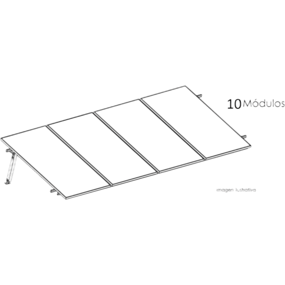 portada_0S1000-43 Estructura de Montaje Fotovoltaico / Losa Plana / Configuración 1x3 / Viento 170 km/h / Inclinación 10° / Rieles E-O 3.55 m (11.65 ft) / Rieles N-S 2.14 m (7.02 ft) / Altura 0.52 m (1.71 ft) / Área 10 m² / Módulos 645 KITBASEL1X10 1